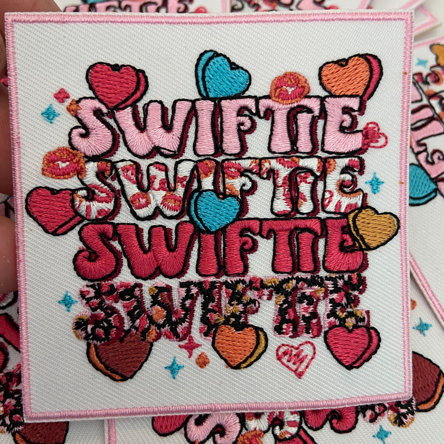 3" Swiftie with Hearts TS - Embroidered Hat Patch