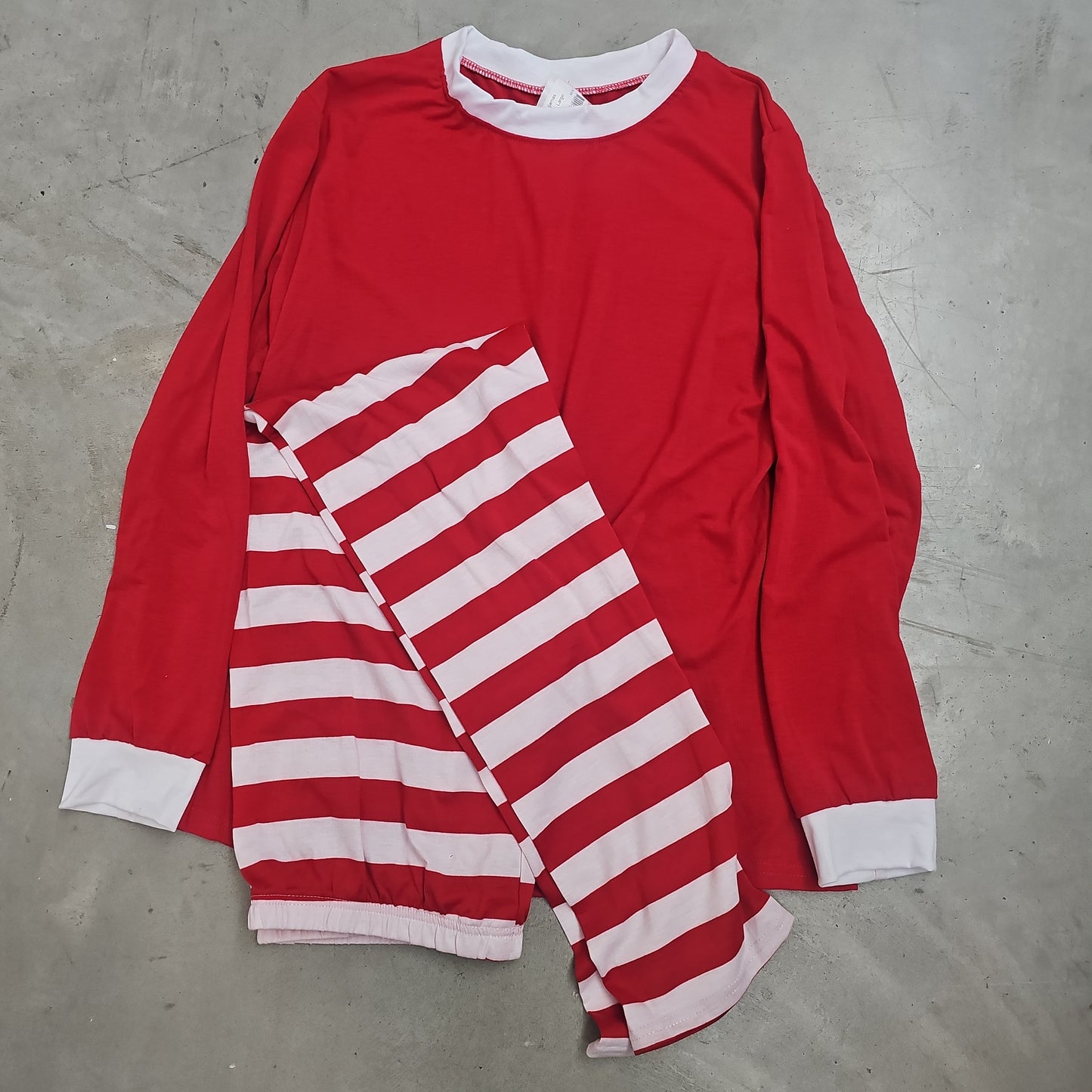 Adult Pajamas (LS Red Top Red and white Bottoms)
