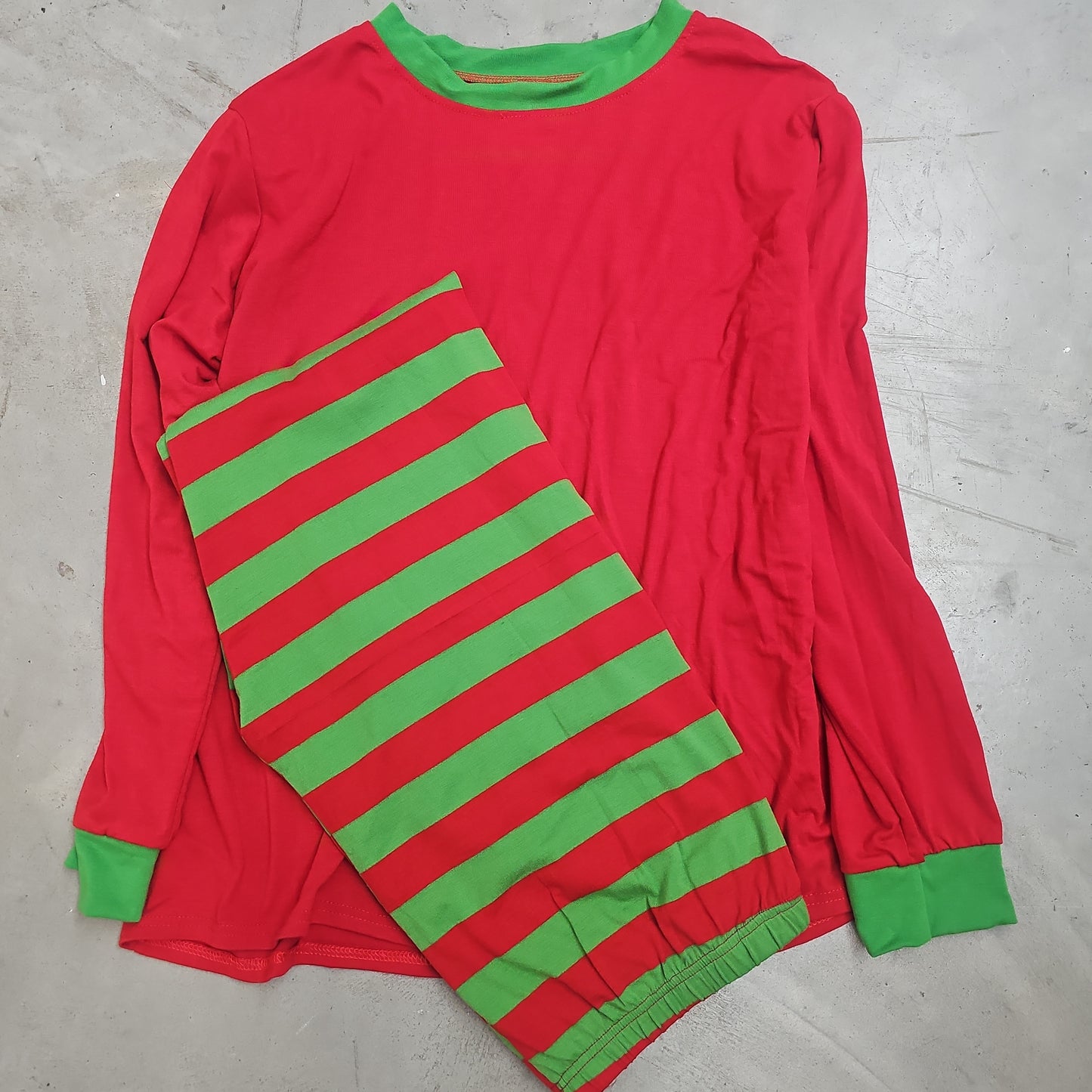 Adult Pajamas (LS Red Top Red and Green Bottoms)