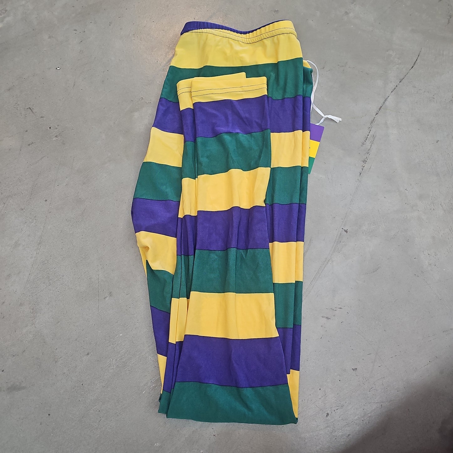 Mardi Gras Color Block Stripe Leggings (Adult)One Size