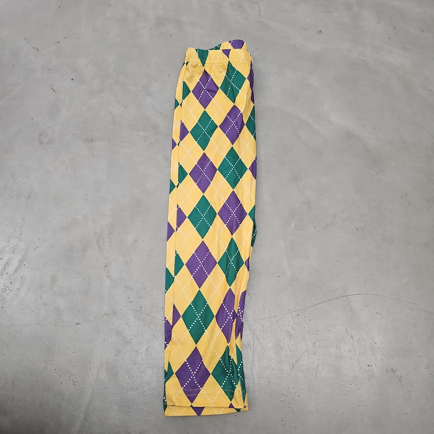 Mardi Gras Yellow Harlequin Diamond Capri Leggings