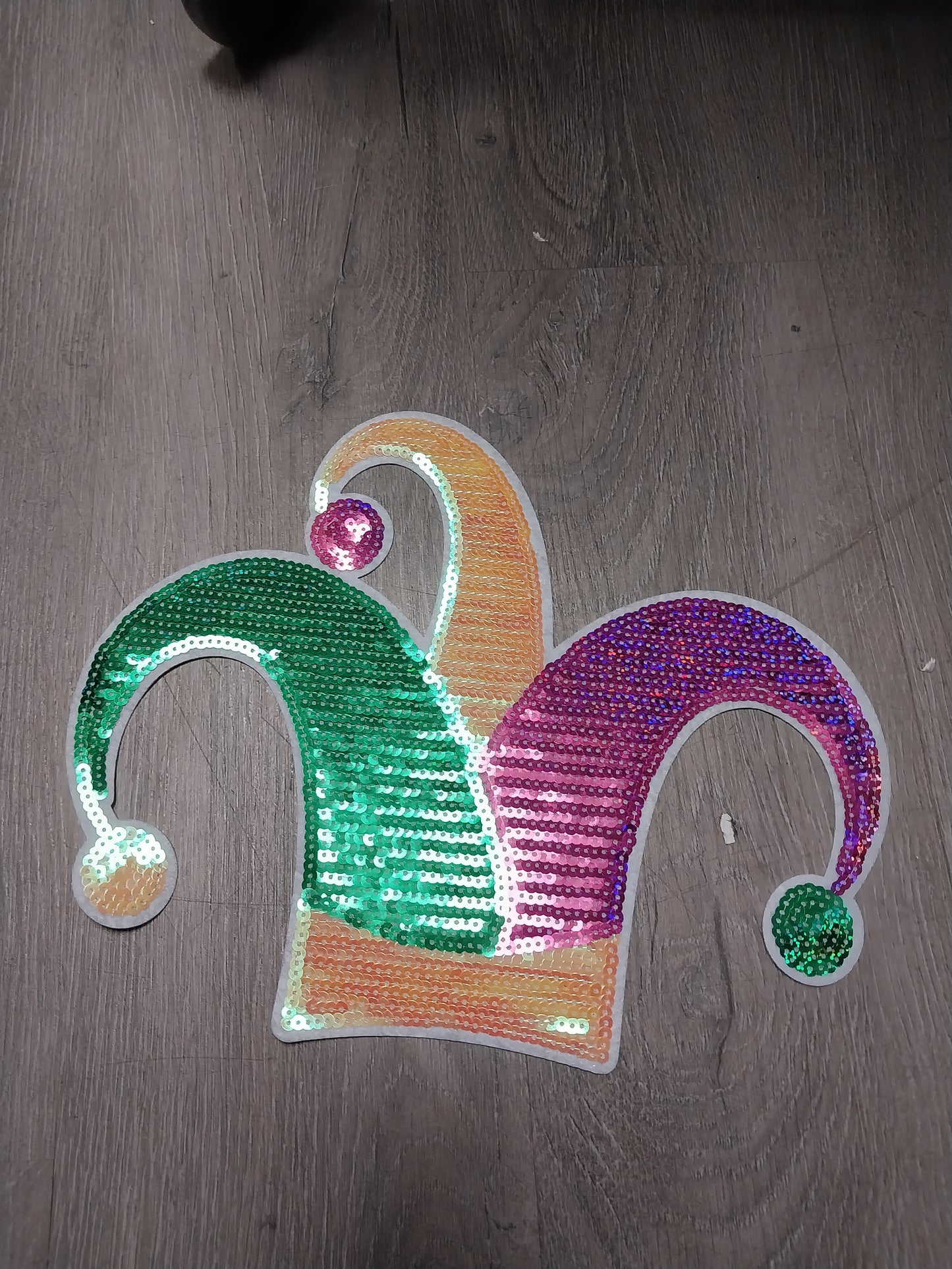 Mardi Gras Jester Hat Sequin Patch