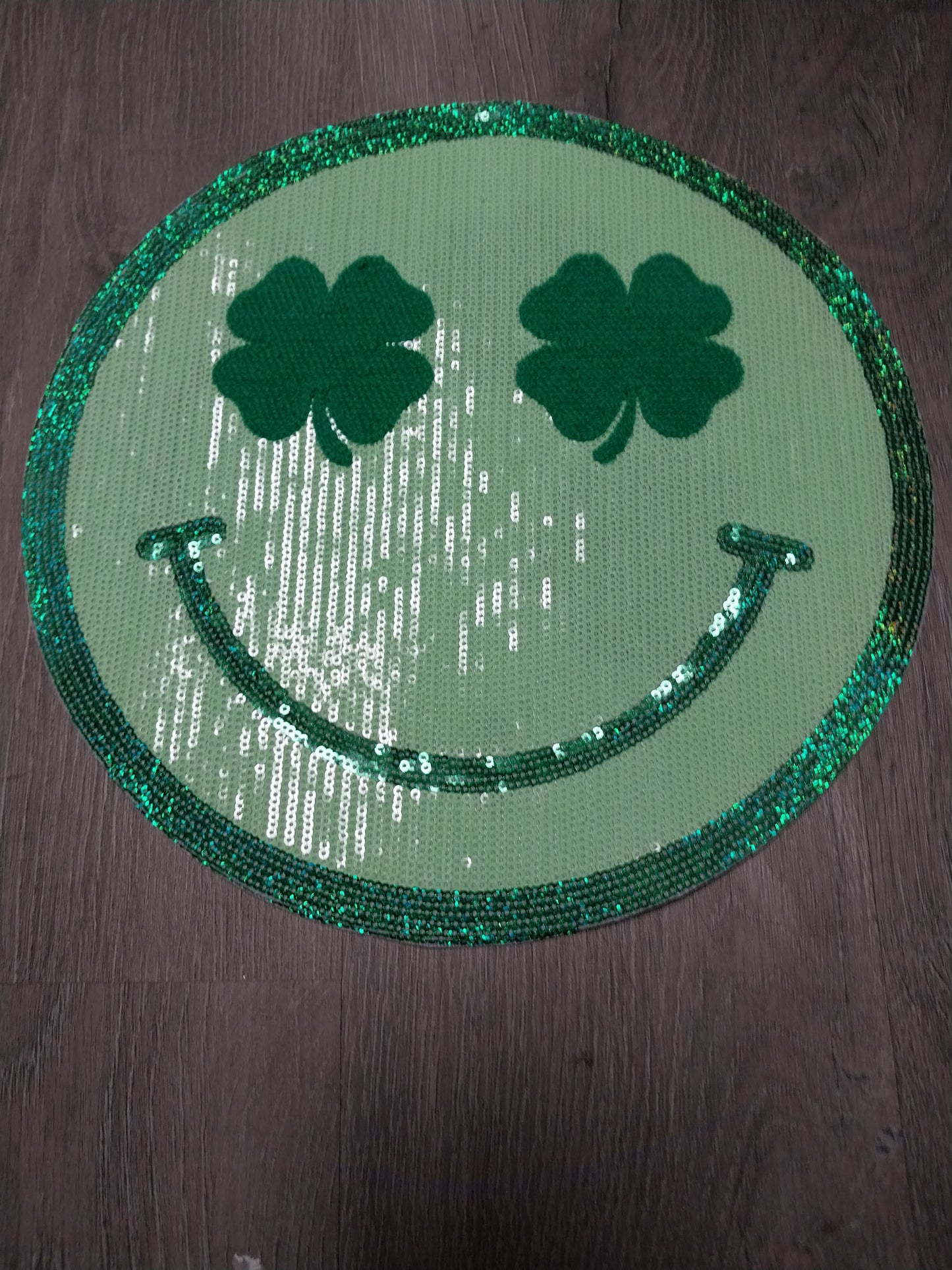 Clover Smiley Face Chenille/Sequin Patch