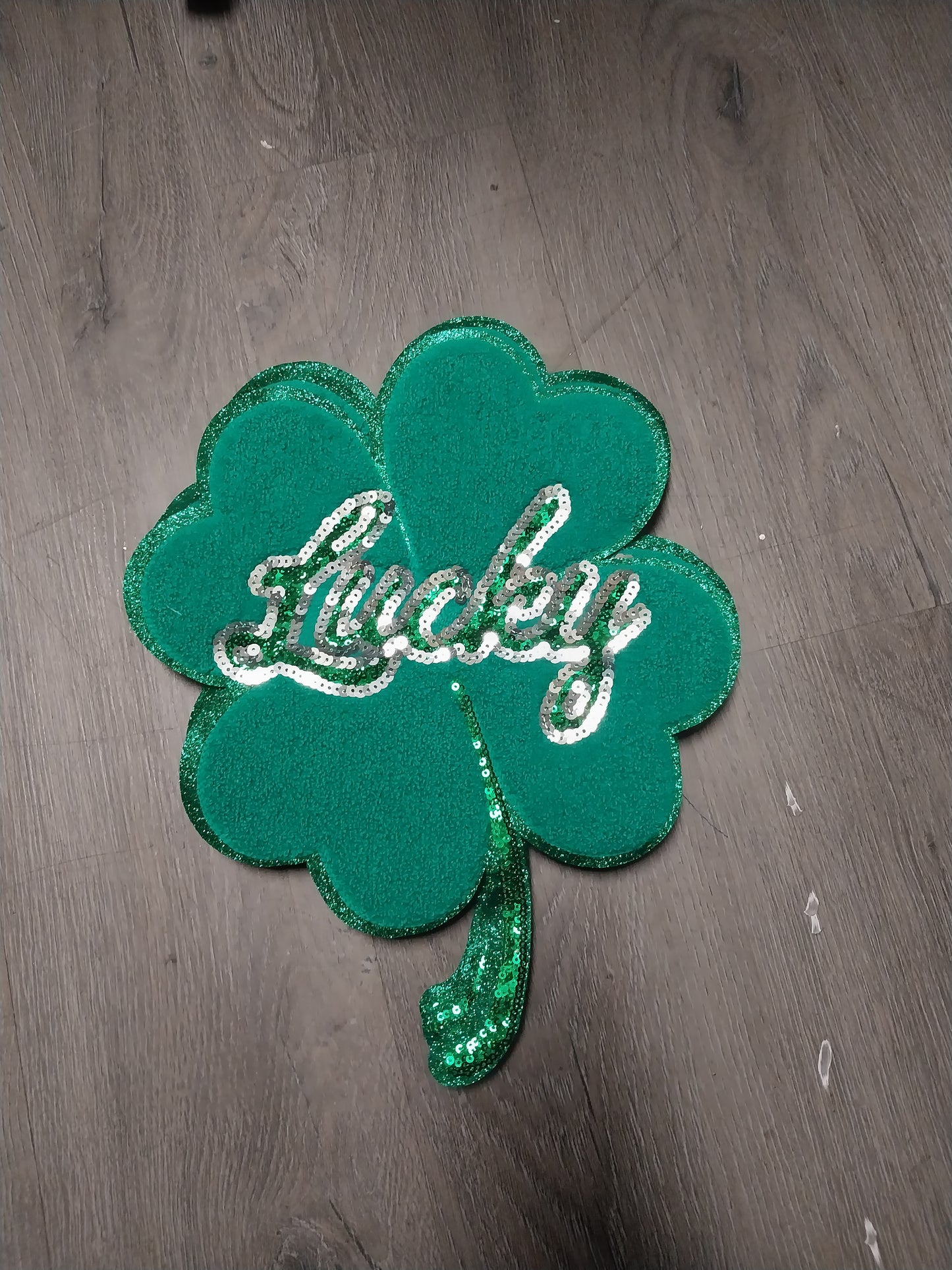 Lucky 4 Leaf Clover Chenille/Sequin Patch