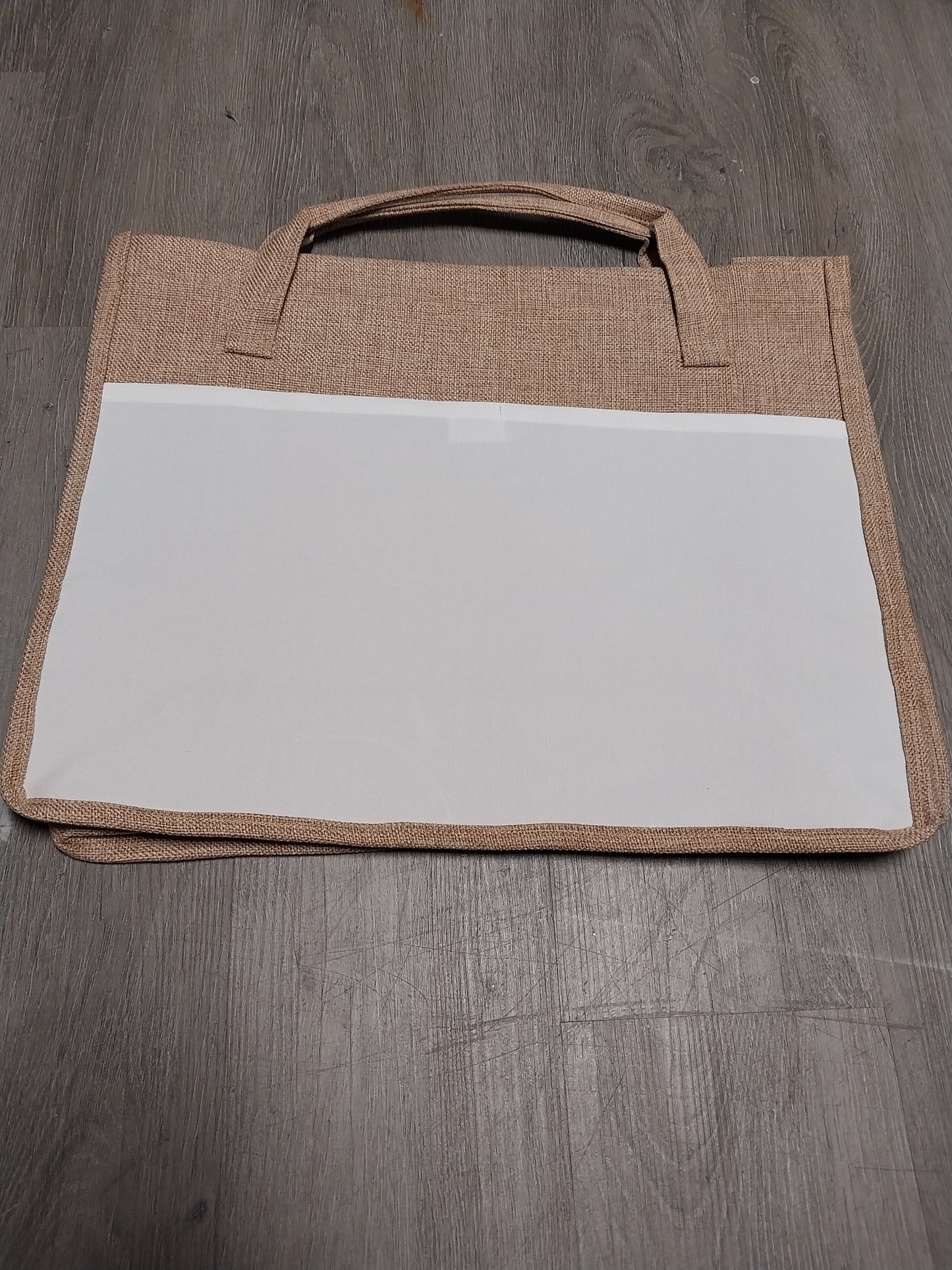 Sublimation Burlap Tote W/White Panel