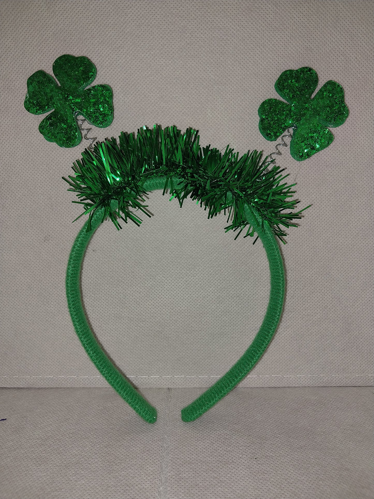 St. Patrick Headband - Glitter Clovers on Springs