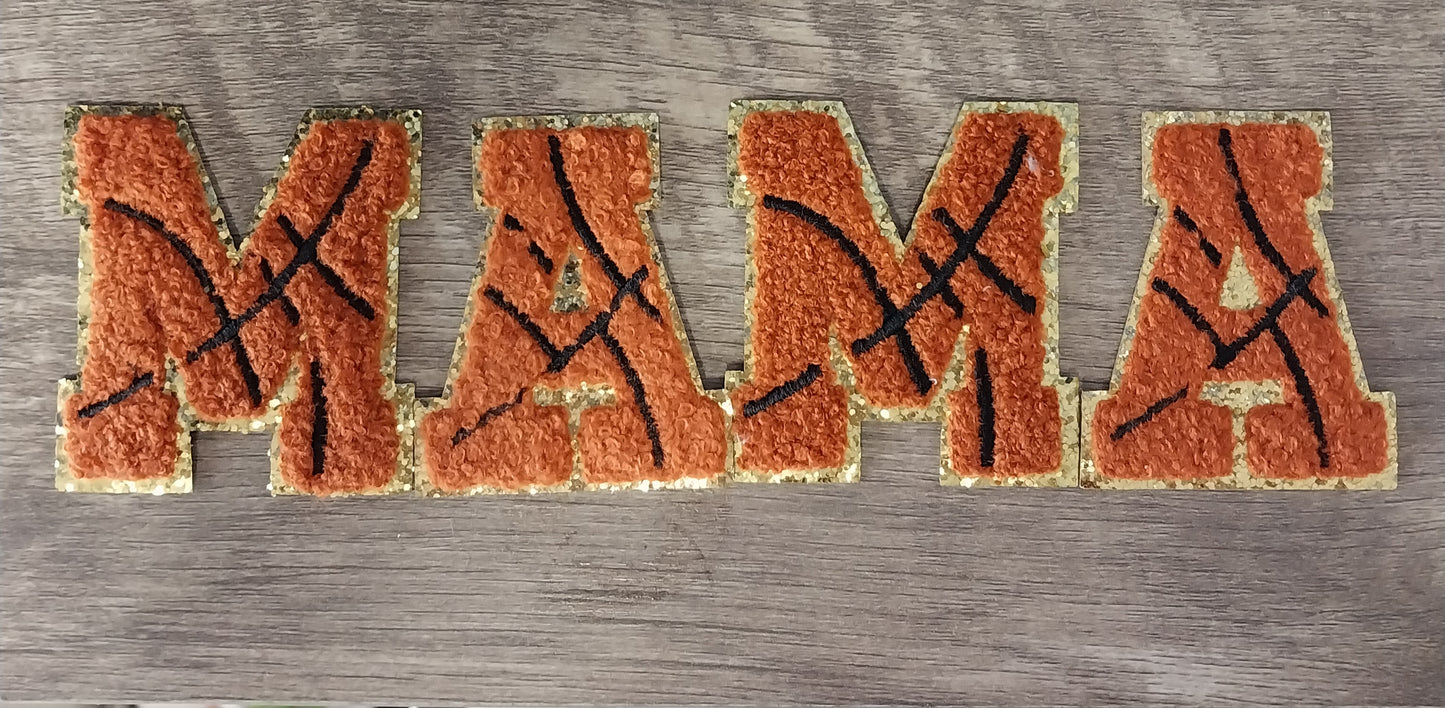 Basketball "MAMA" Chenille Letters Patch -2"