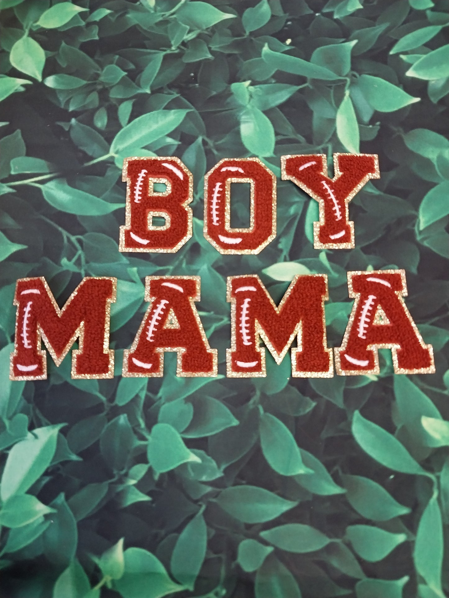 "BOY MAMA" Football Chenille Patch Set