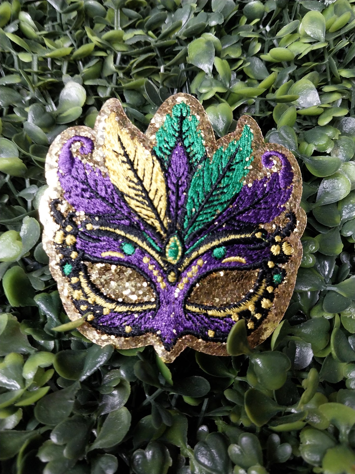 Mardi Gras Mask - Embroidered/Glitter Hat Patch