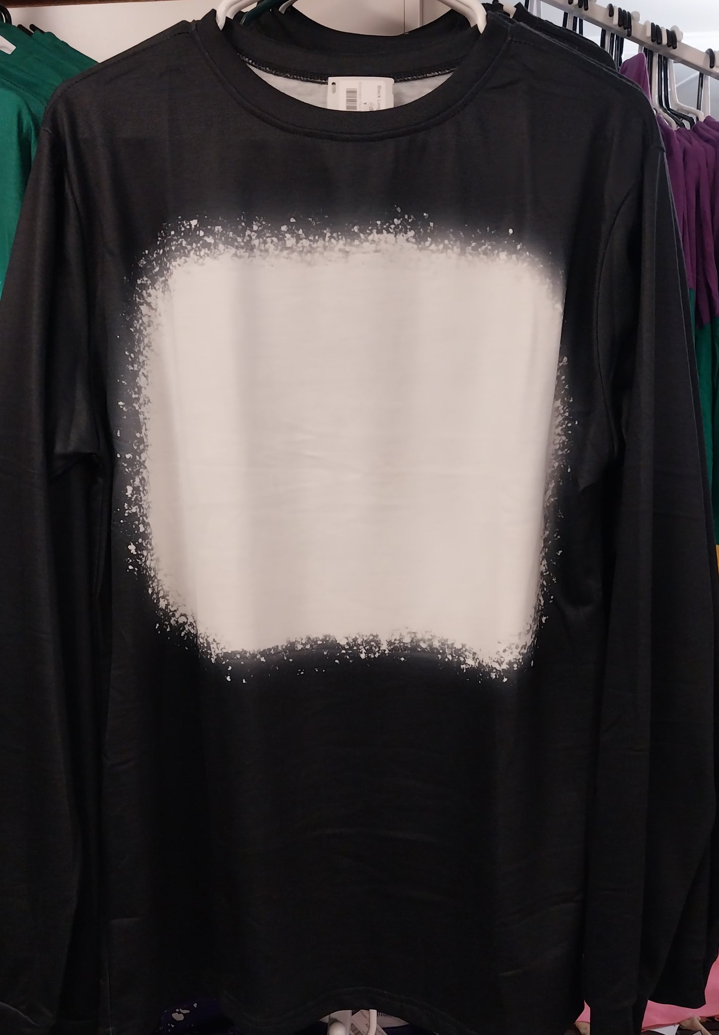 Black Splatter Sublimation BLANK FAUX BLEACHED TOP LONG SLEEVE