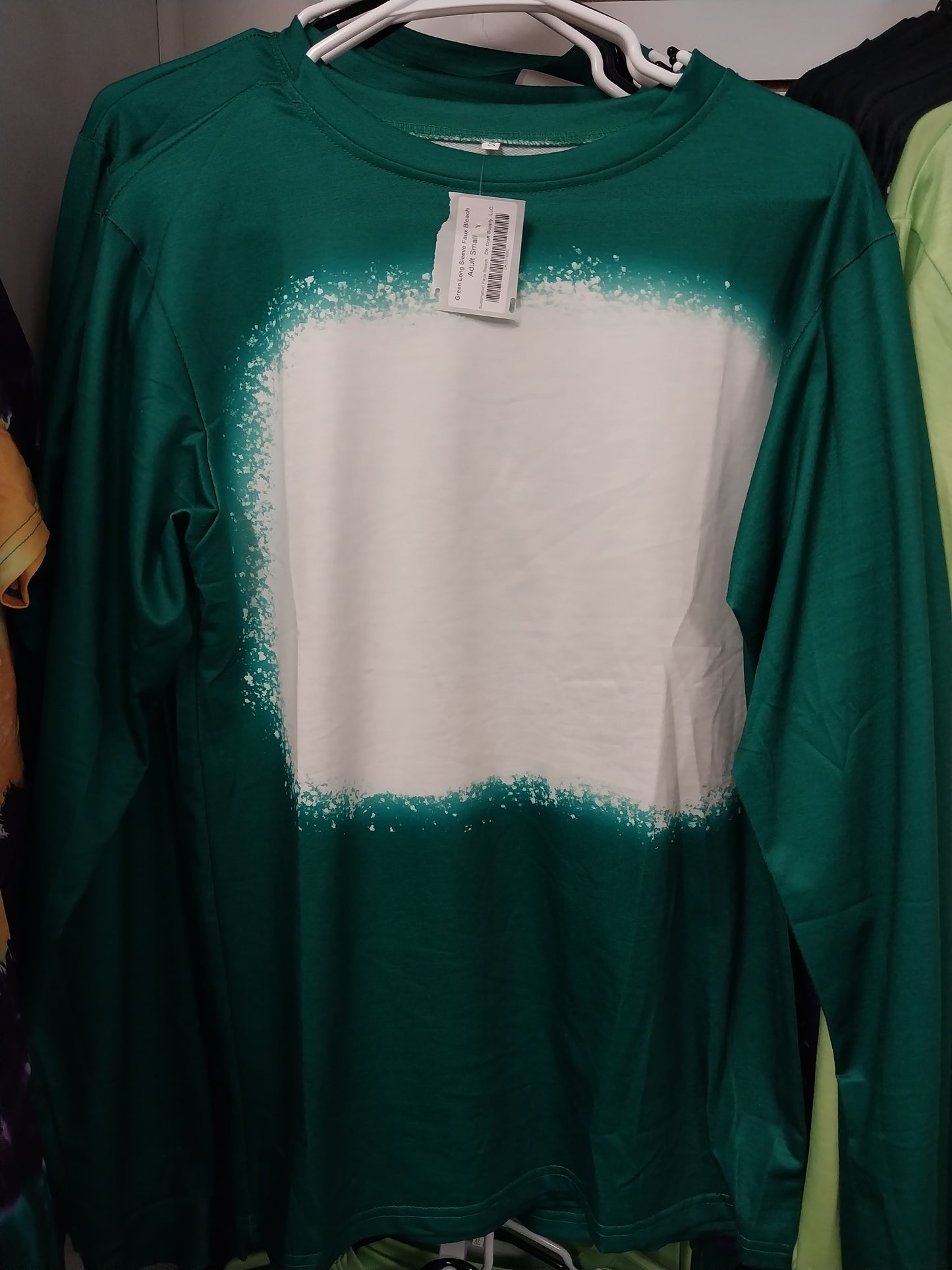 Dark Green Splatter Sublimation BLANK FAUX BLEACHED TOP LONG SLEEVE