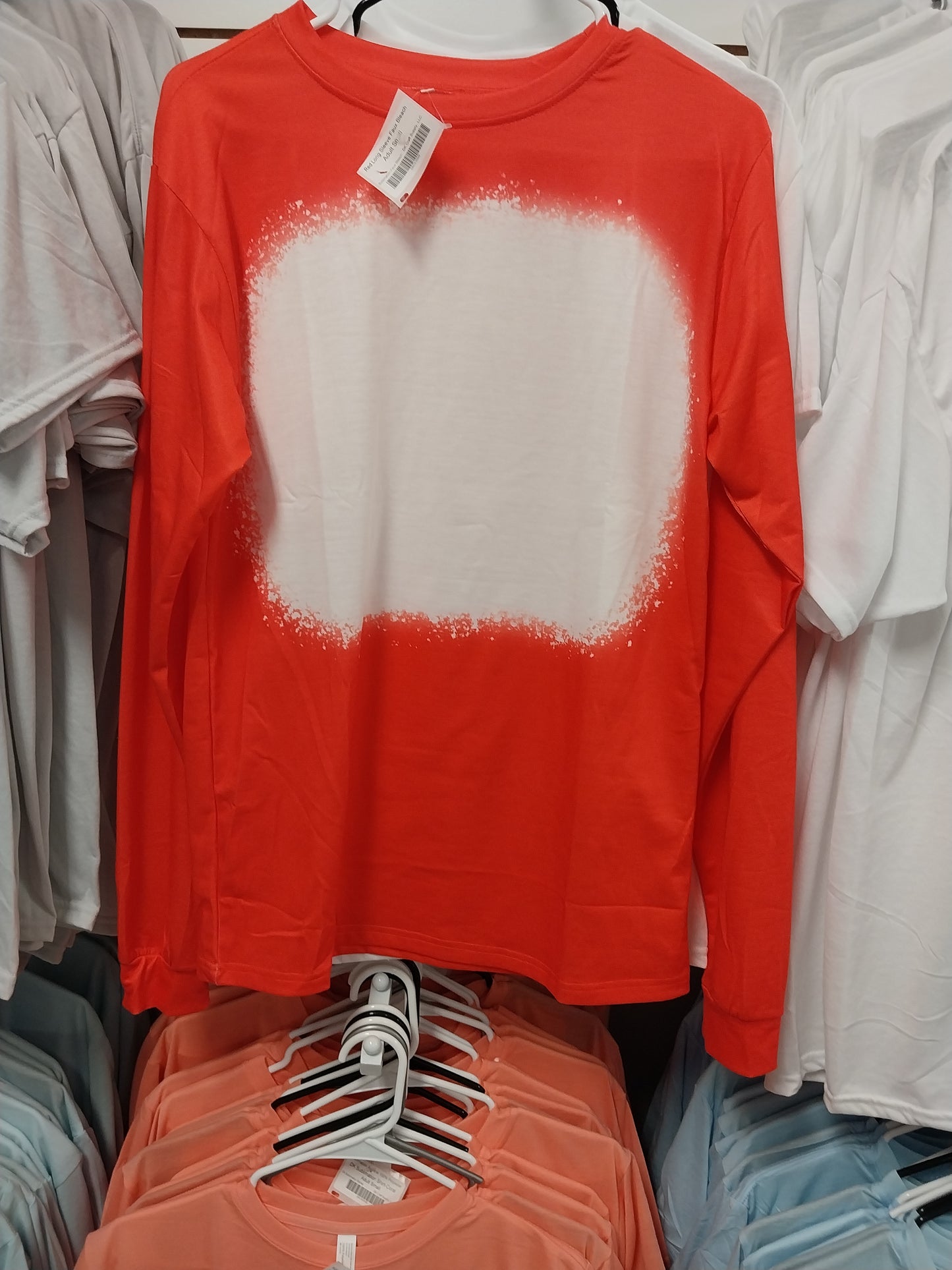 Red Splatter Sublimation BLANK FAUX BLEACHED TOP LONG SLEEVE