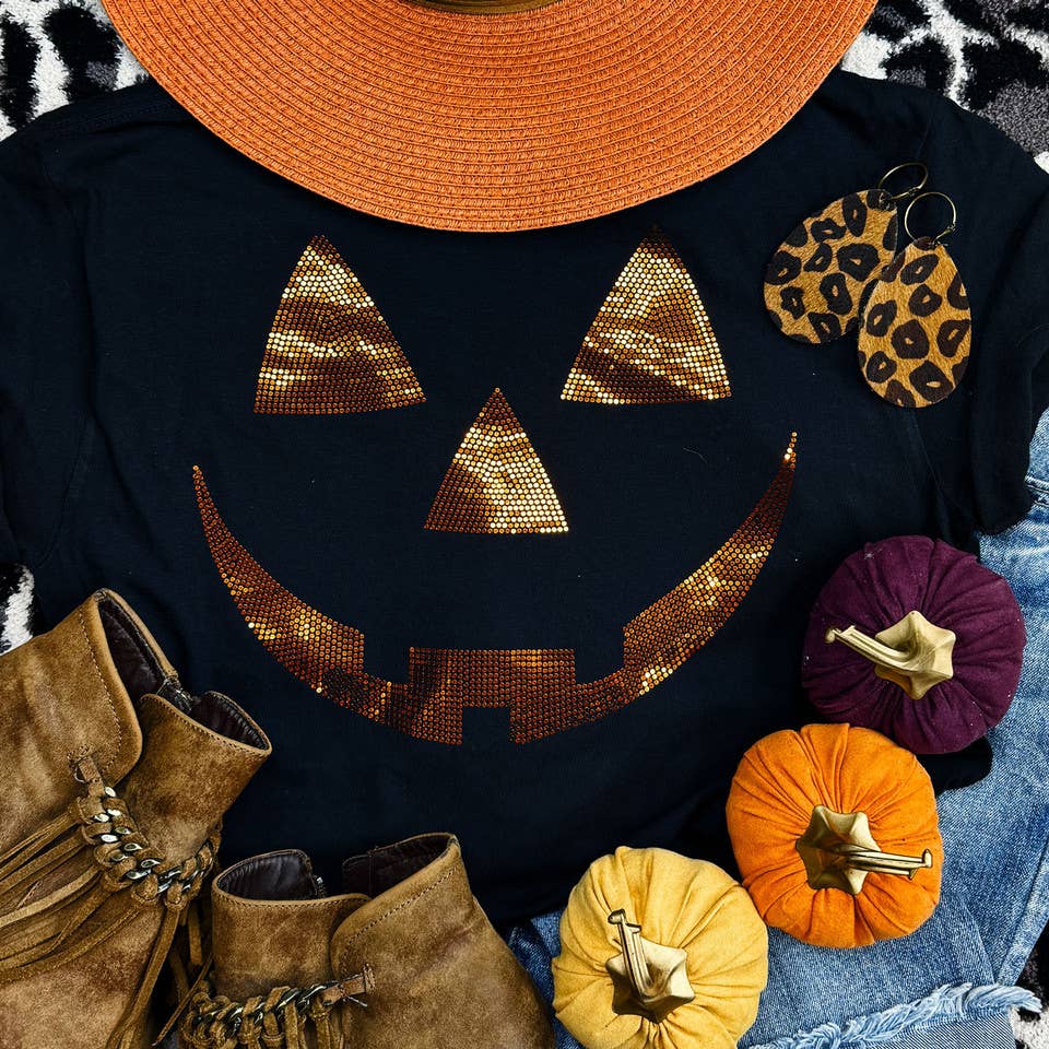 Spangled Jack O' Lantern Orange Face Heat Transfer