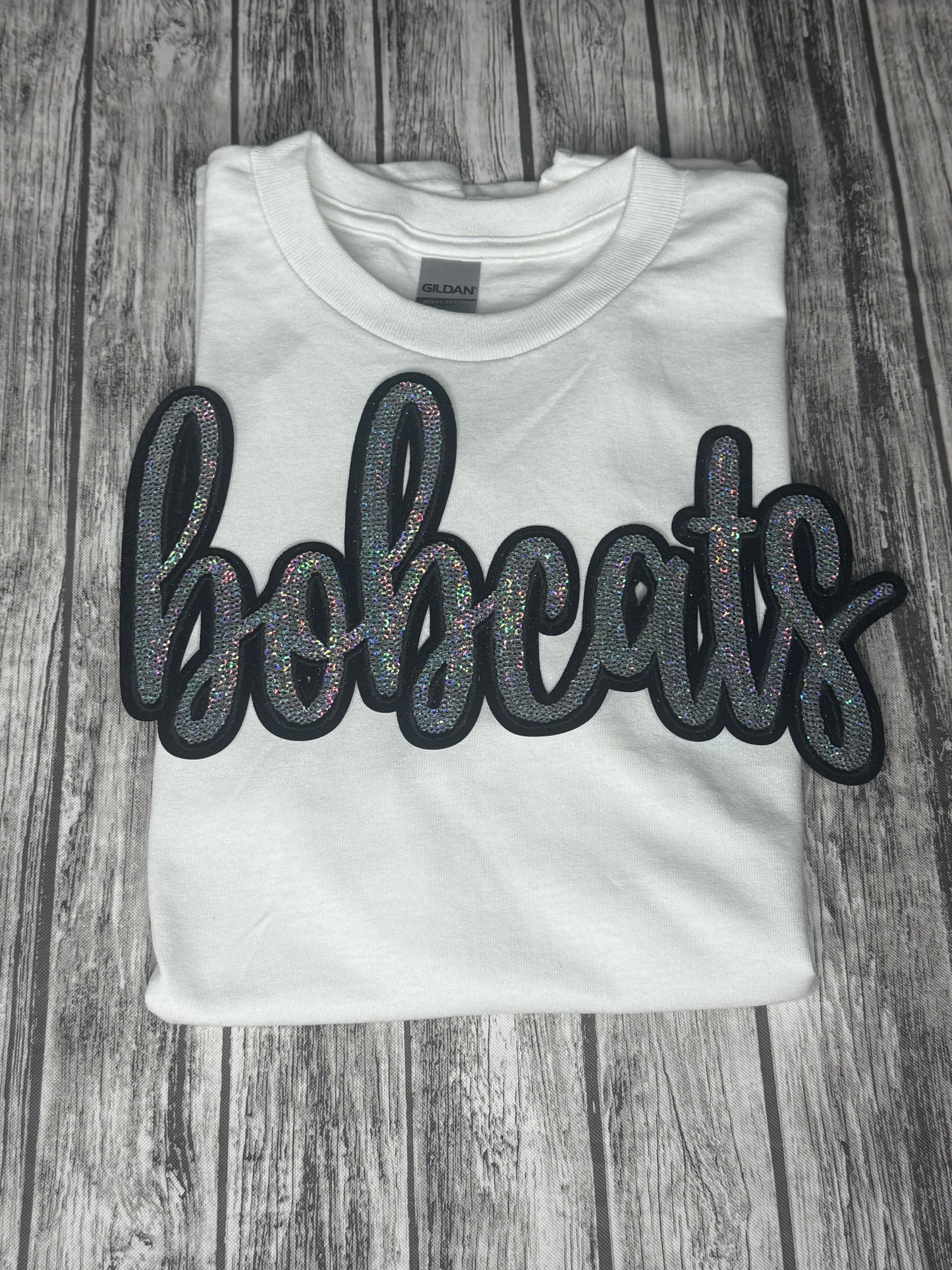 "Bobcats" 11.6"W X 6.5"H Mascot Sequin Patch