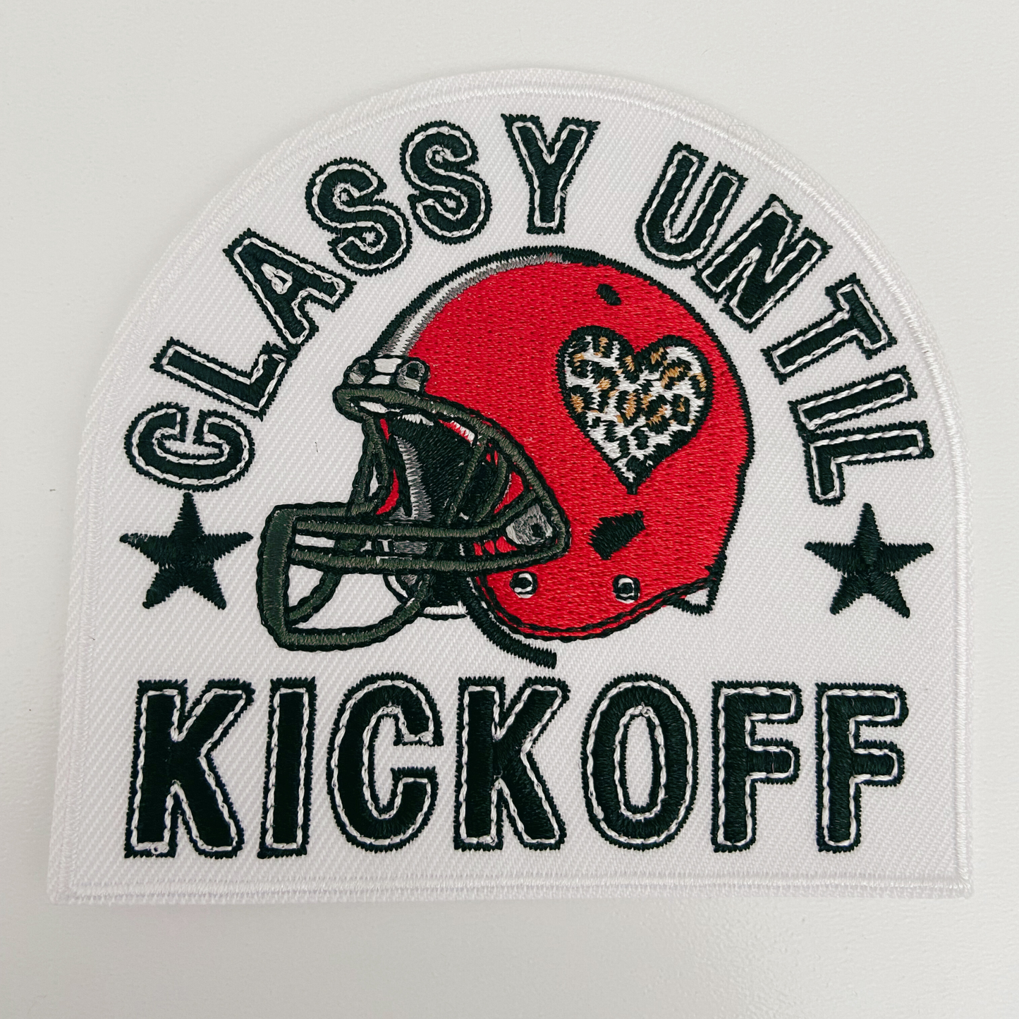 3.5" Classy Until Kickoff - Embroidered Hat Patch (3.5"w X 3.25"h)