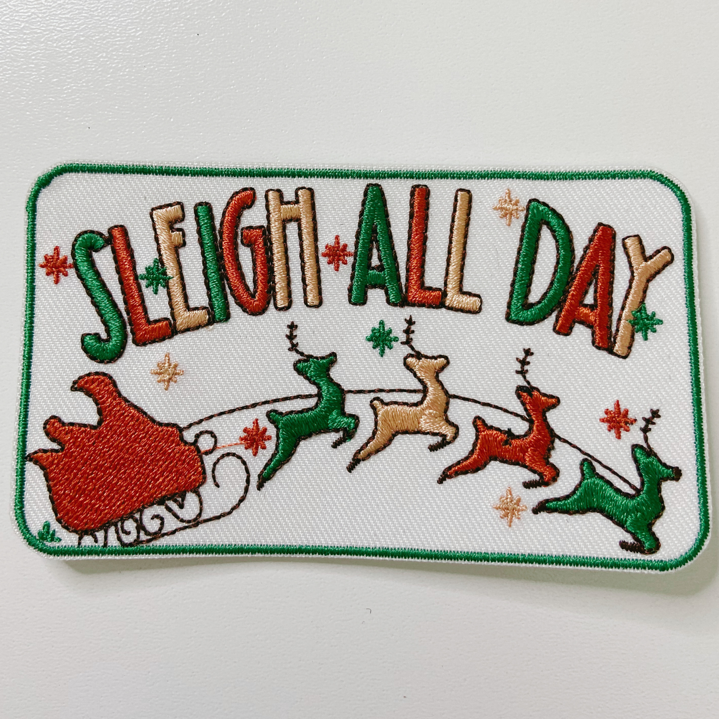 4" Sleigh All Day - Embroidered Hat Patch