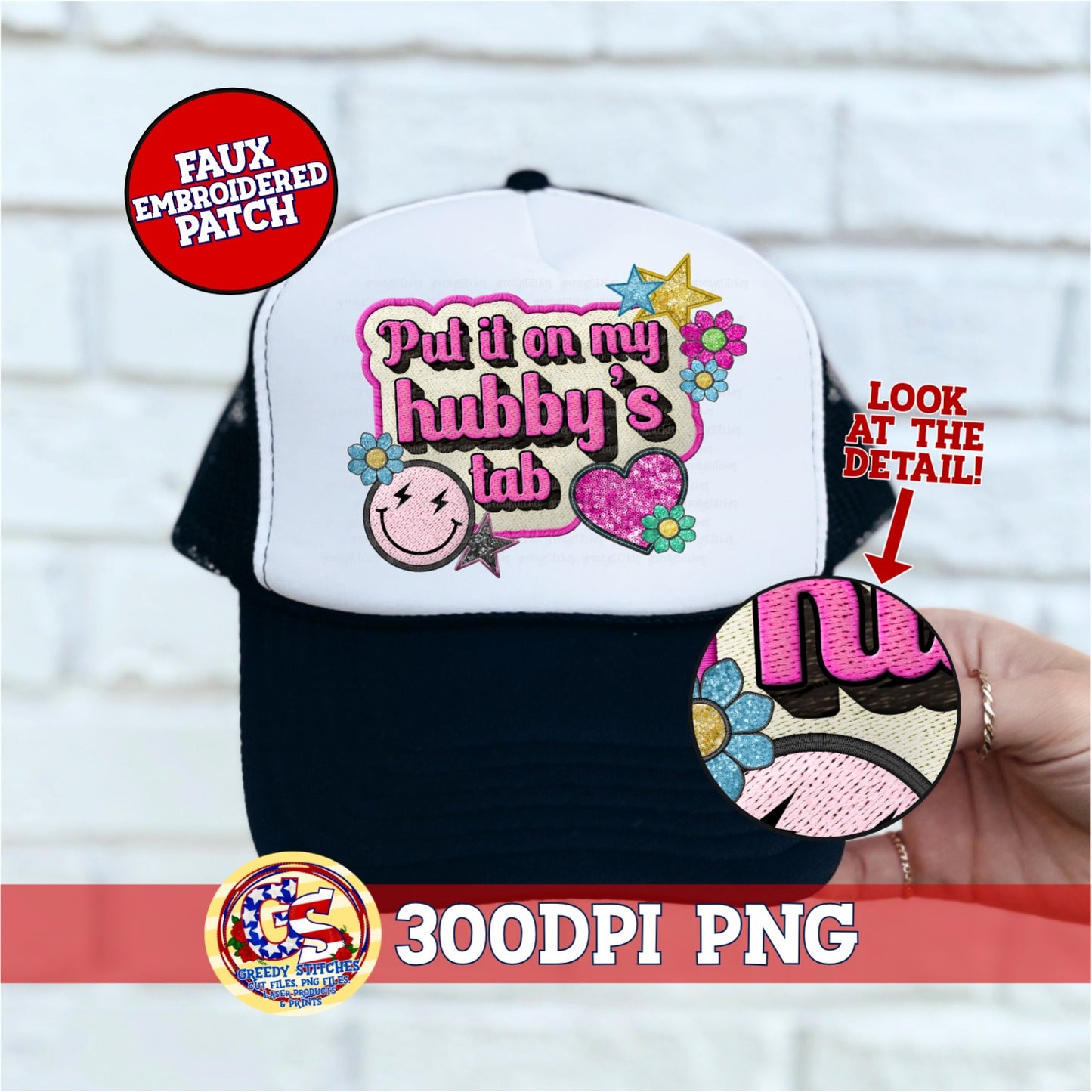 Put It on my Hubby's Tab Faux Hat Patch (Direct To Film)