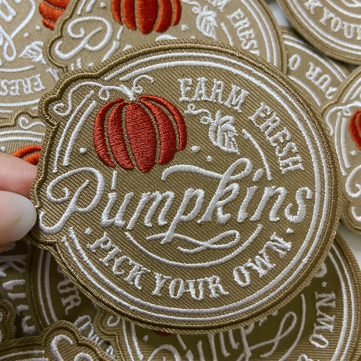 3" Farm Fresh Pick your Pumpkins - Embroidered Hat Patch