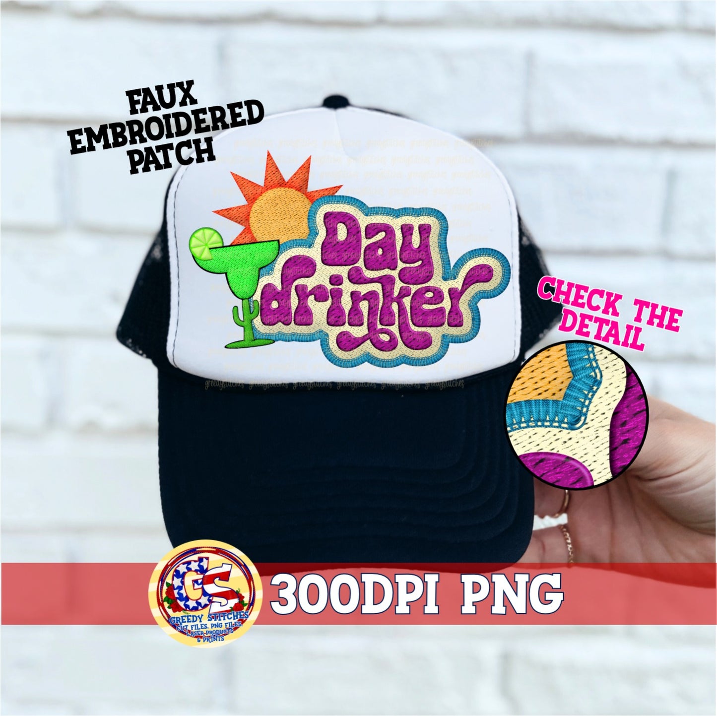 Day Drinker Faux Hat Patch (Direct To Film)
