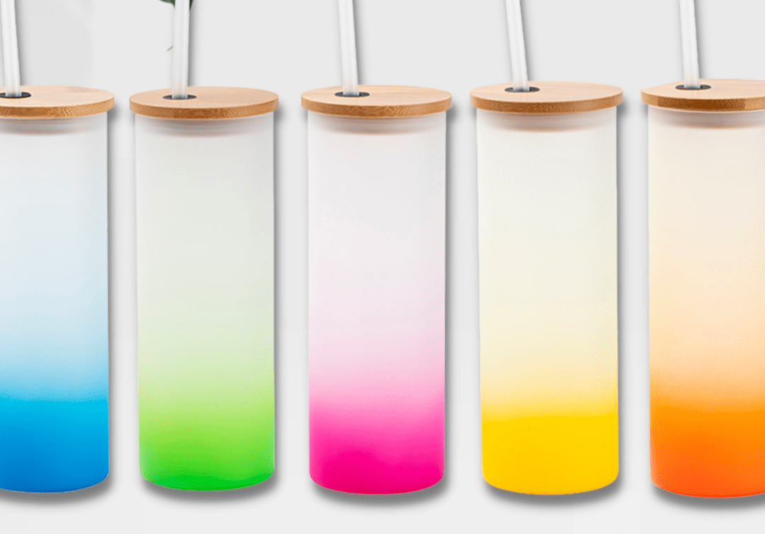 25oz Sublimation Frosted Ombre Glass Skinny Tumbler