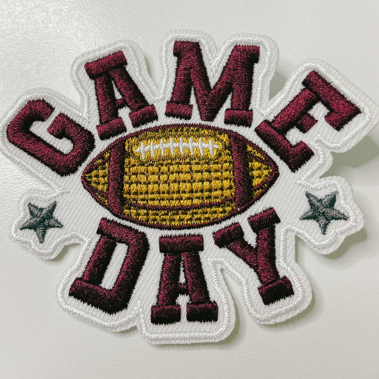 3" GAME DAY In Maroon - Embroidered Hat Patch