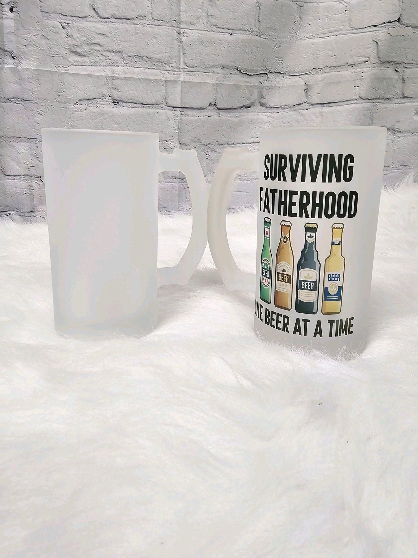 16oz Sublimation Glass Ombré Frosted Beer Stein