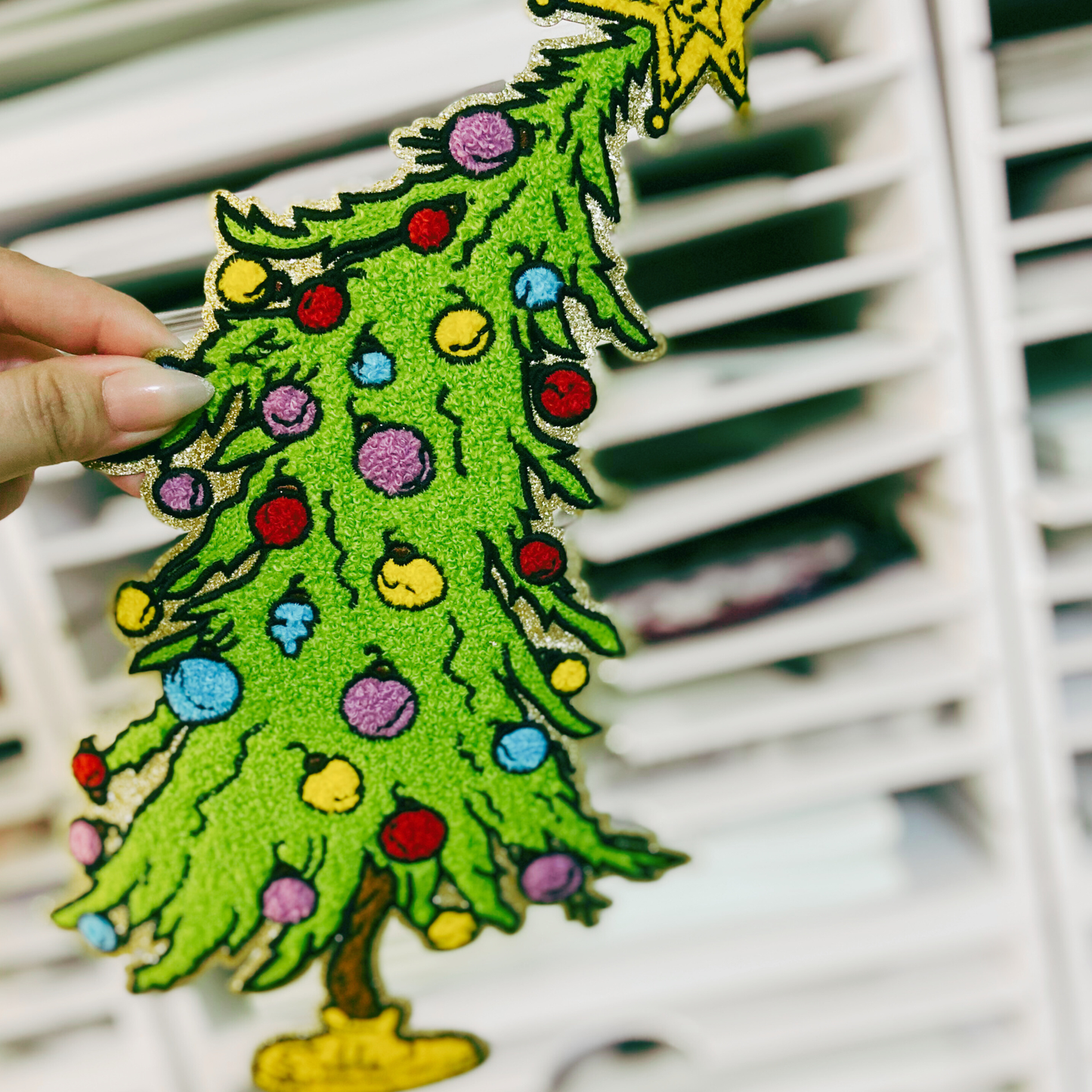 9" x 13" Green Christmas Tree - Chenille patch
