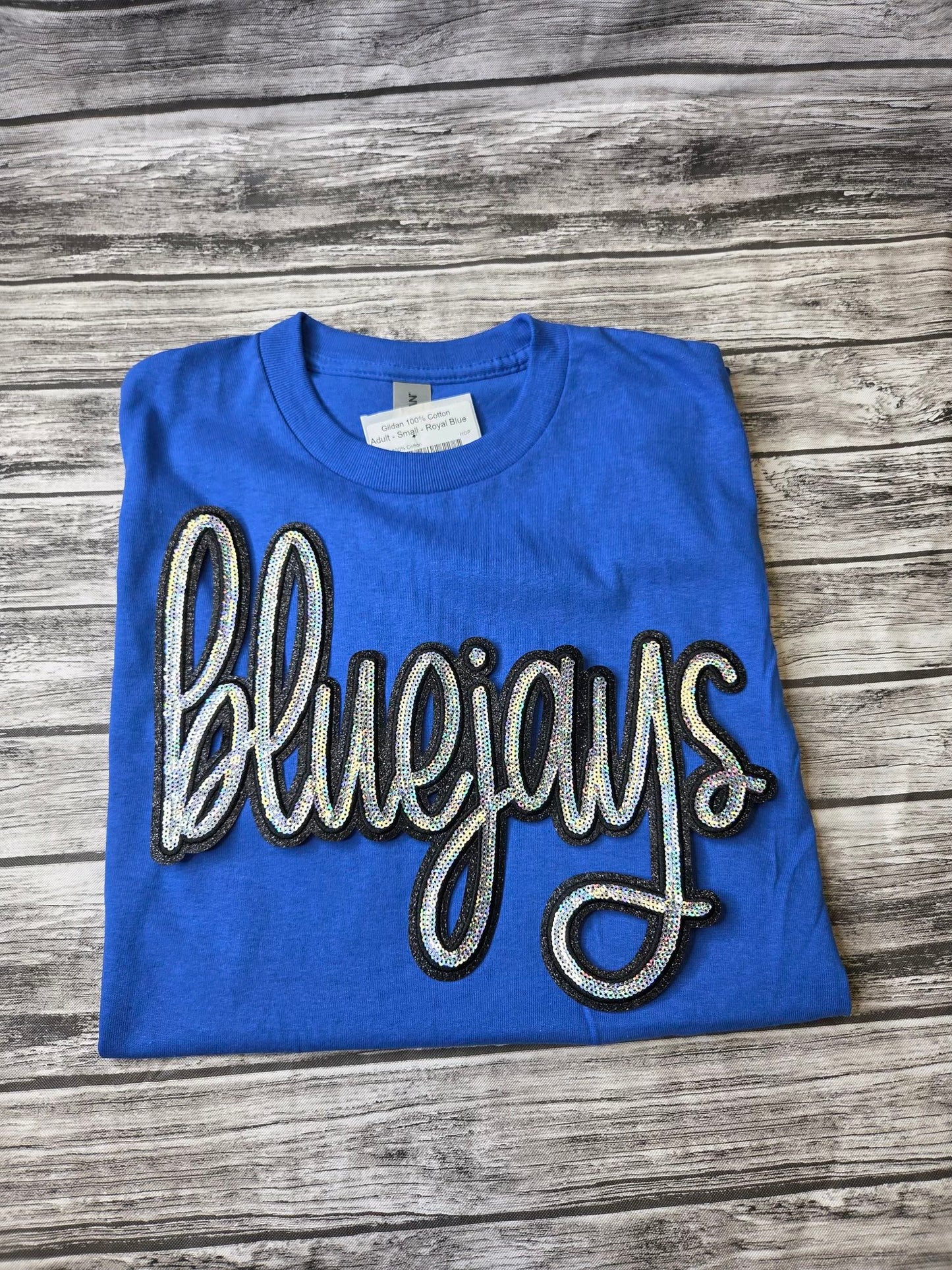 "Bluejays" 11.6"W X 6.5"H Mascot Sequin Patch