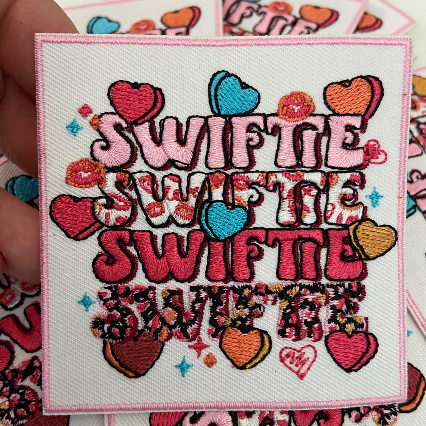 3" Swiftie with Hearts TS - Embroidered Hat Patch