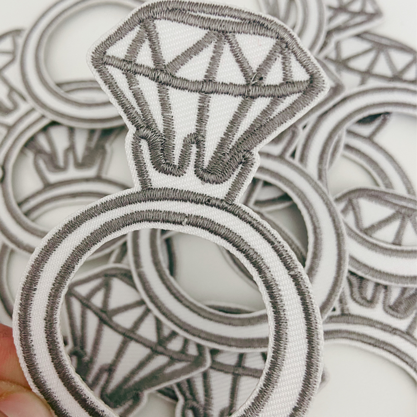3" RING - Metallic Silver - Embroidered Hat Patch