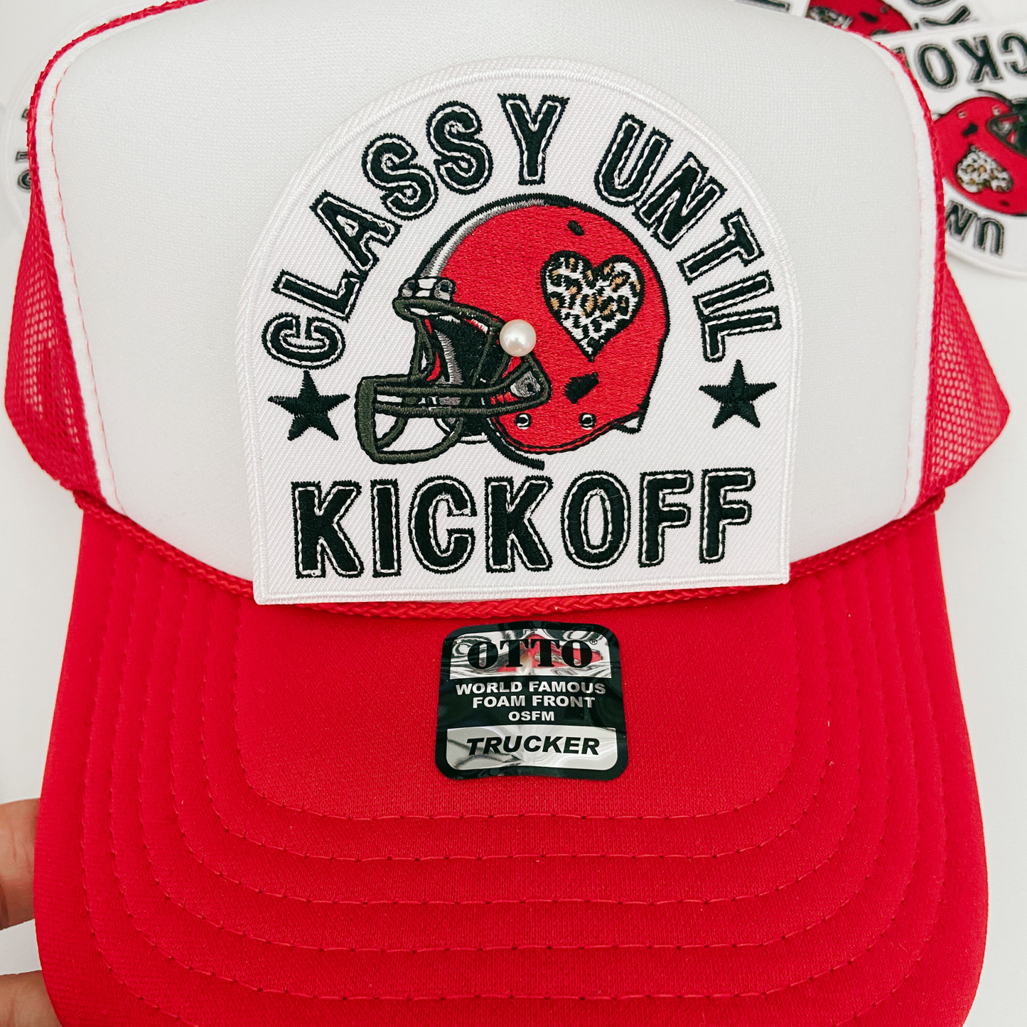 3.5" Classy Until Kickoff - Embroidered Hat Patch (3.5"w X 3.25"h)