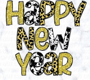 Happy New Year Cow print (Direct To Film)