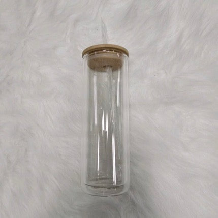 Sublimation Snow Globe Glass Can with Bamboo Lid