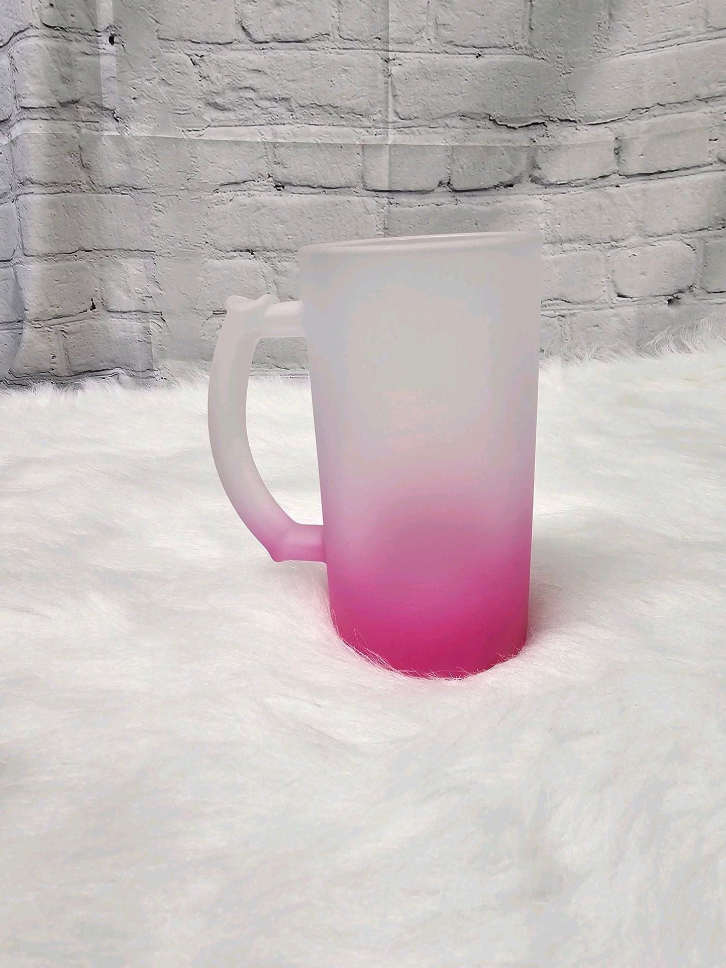 16oz Sublimation Glass Ombré Frosted Beer Stein
