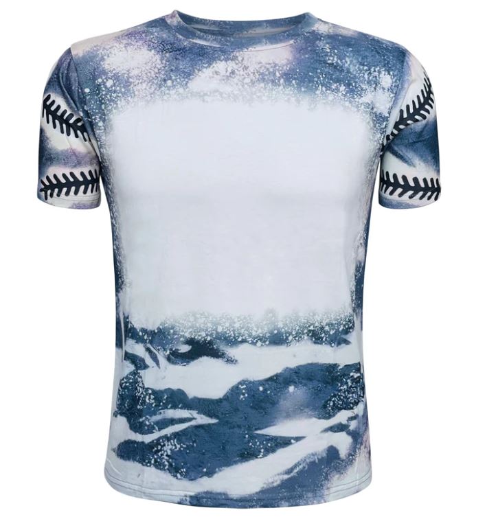 Sublimation BASEBALL BLUE BLANK FAUX BLEACHED TOP