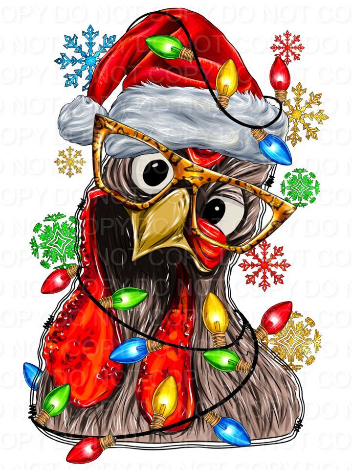 Christmas Chicken with glasses and Santa Hat (Direct To Film)