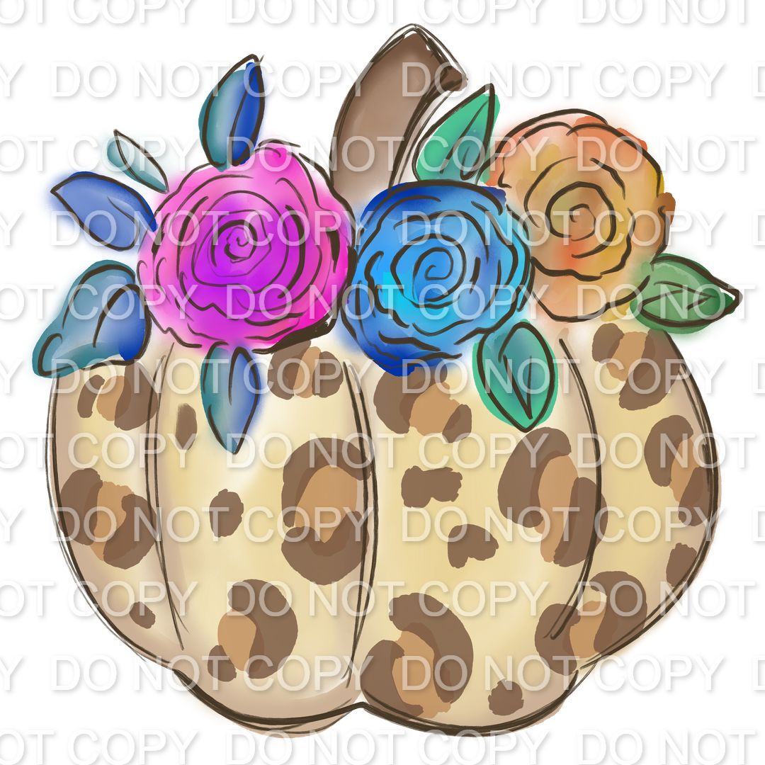 Cream Leopard Pumpkin with Flowers (Direct To Film)