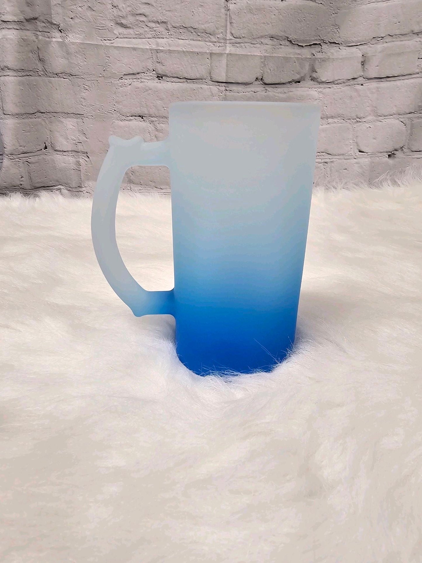 16oz Sublimation Glass Ombré Frosted Beer Stein