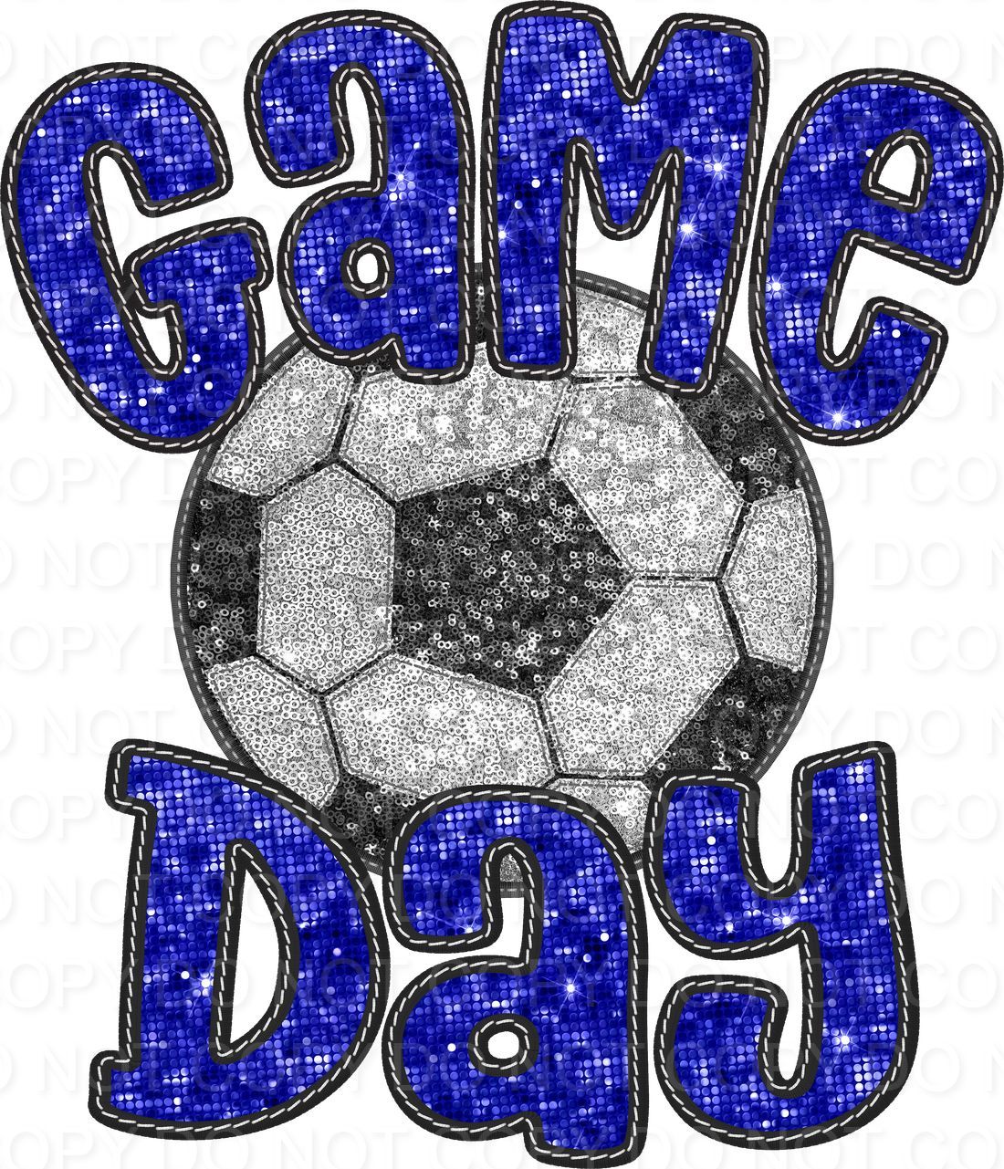 Faux Sequin Bubble Font Game Day with Soccer Ball (Direct To Film)