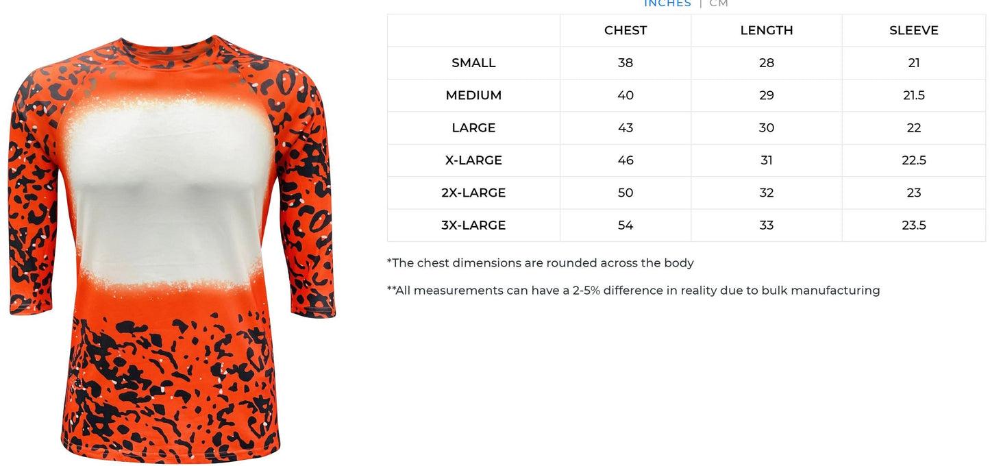 Sublimation Halloween Orange Cheetah Faux Bleach Long Sleeve