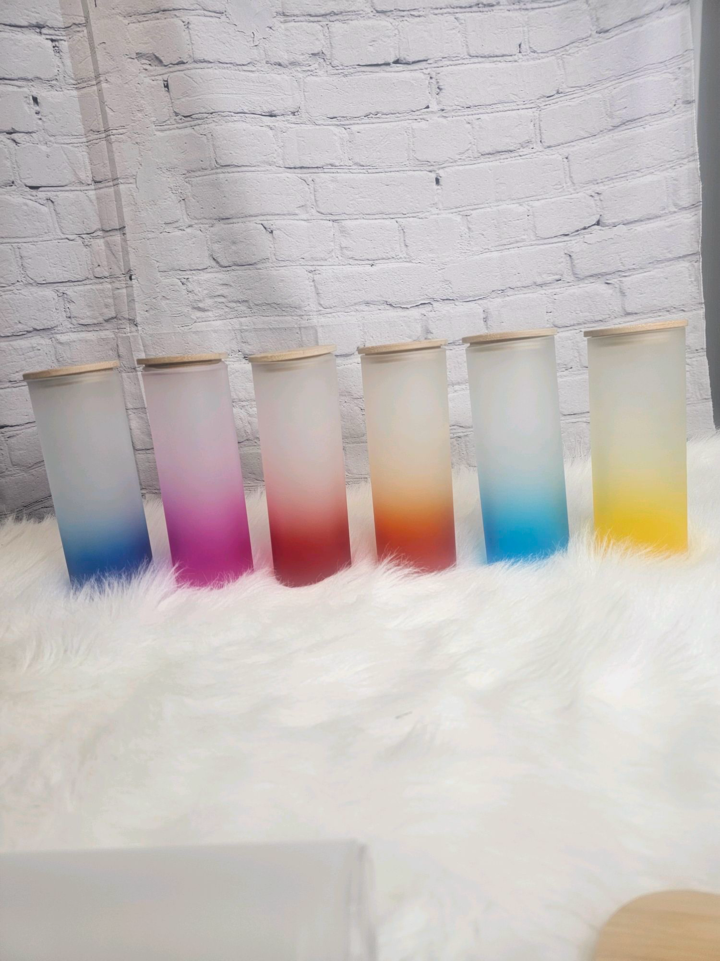 25oz Sublimation Frosted Ombre Glass Skinny Tumbler