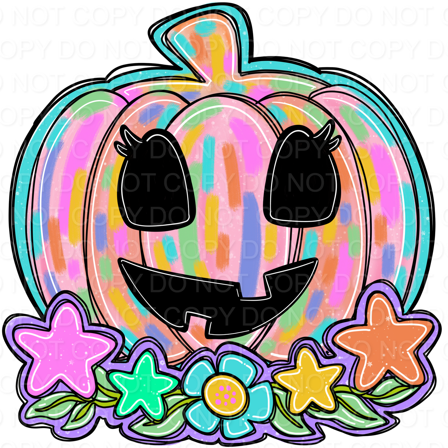 Jackolantern with Flowers Stars (Direct To Film)