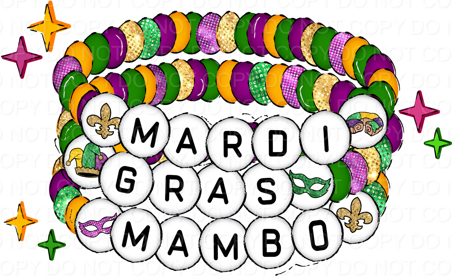 Mardi Gras Mombo FS Bracelet- GS (Direct To Film)