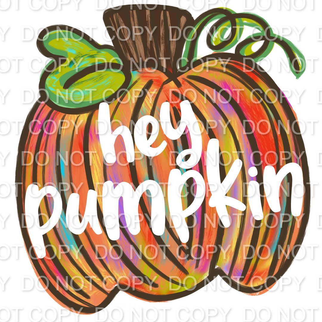 Hey Pumpkin colorful stripes with white lettering (Direct To Film)