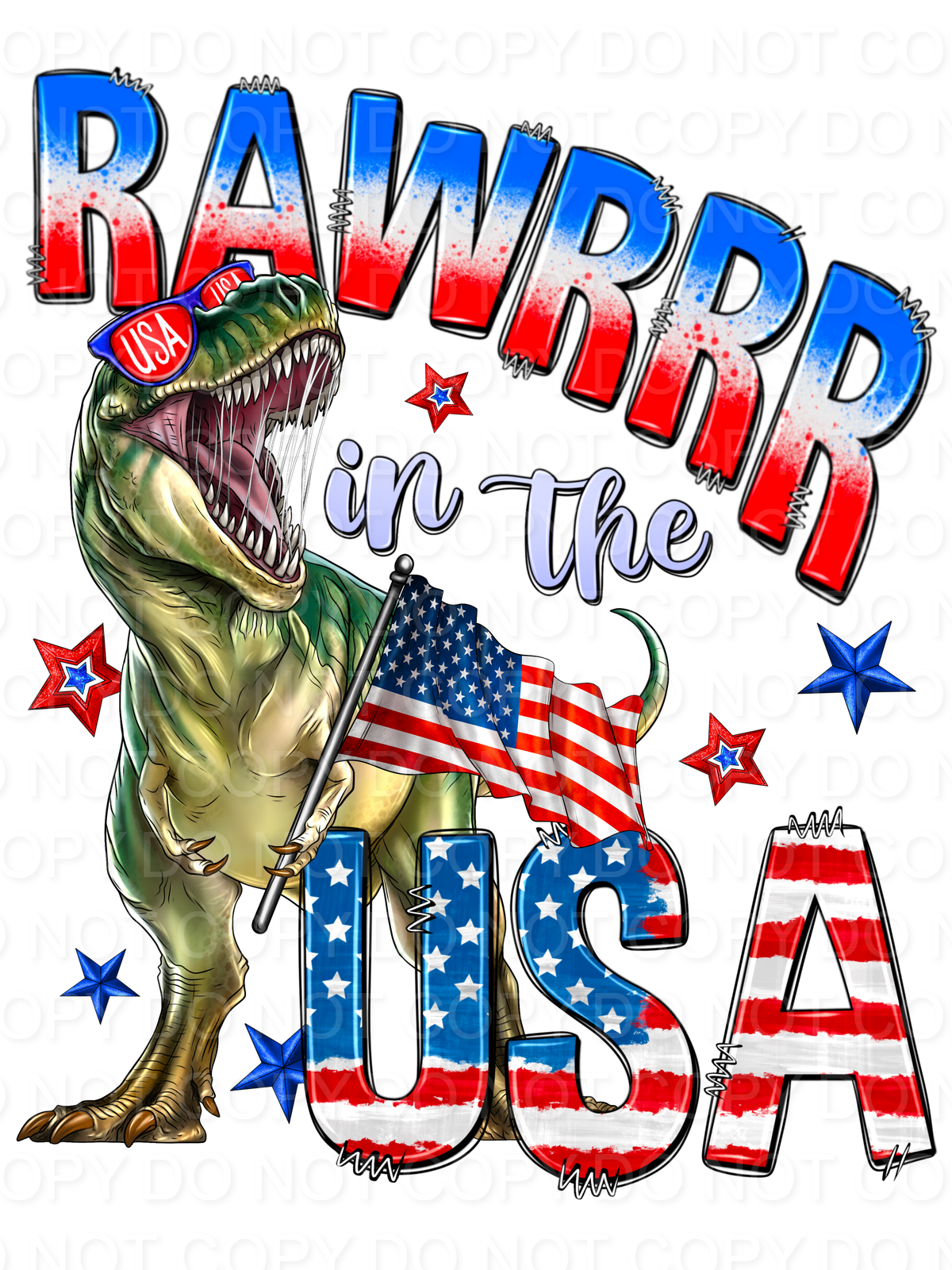 Rawrrr In The USA T-Rex 4th of July (Direct To Film)