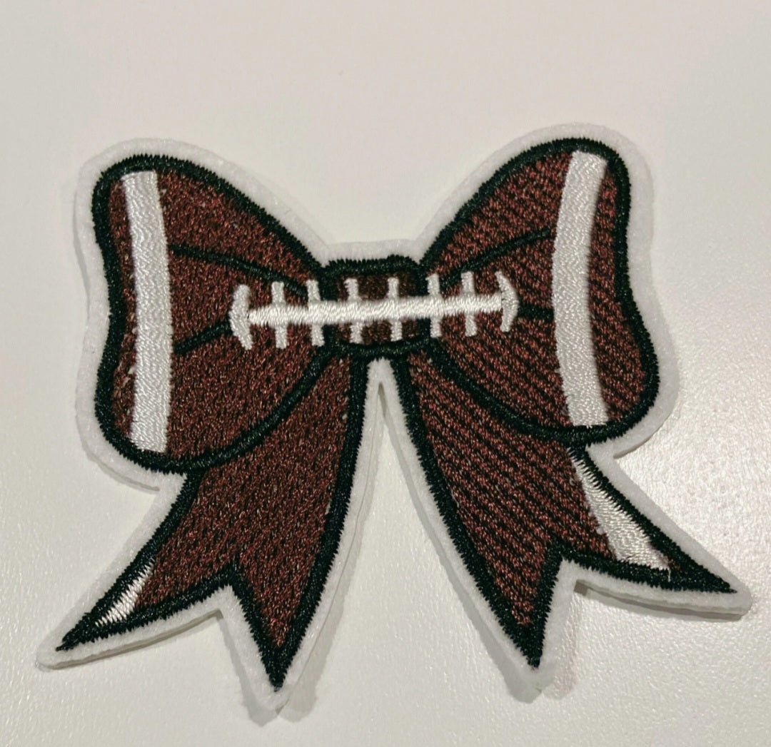 3" Football Bow Embroidered Hat Patch