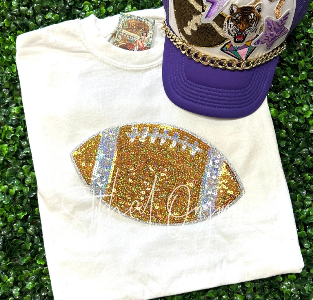 Gold Football Sequin Patch