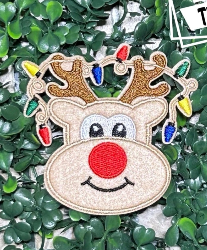 Embroidered Reindeer w/Christmas Lights