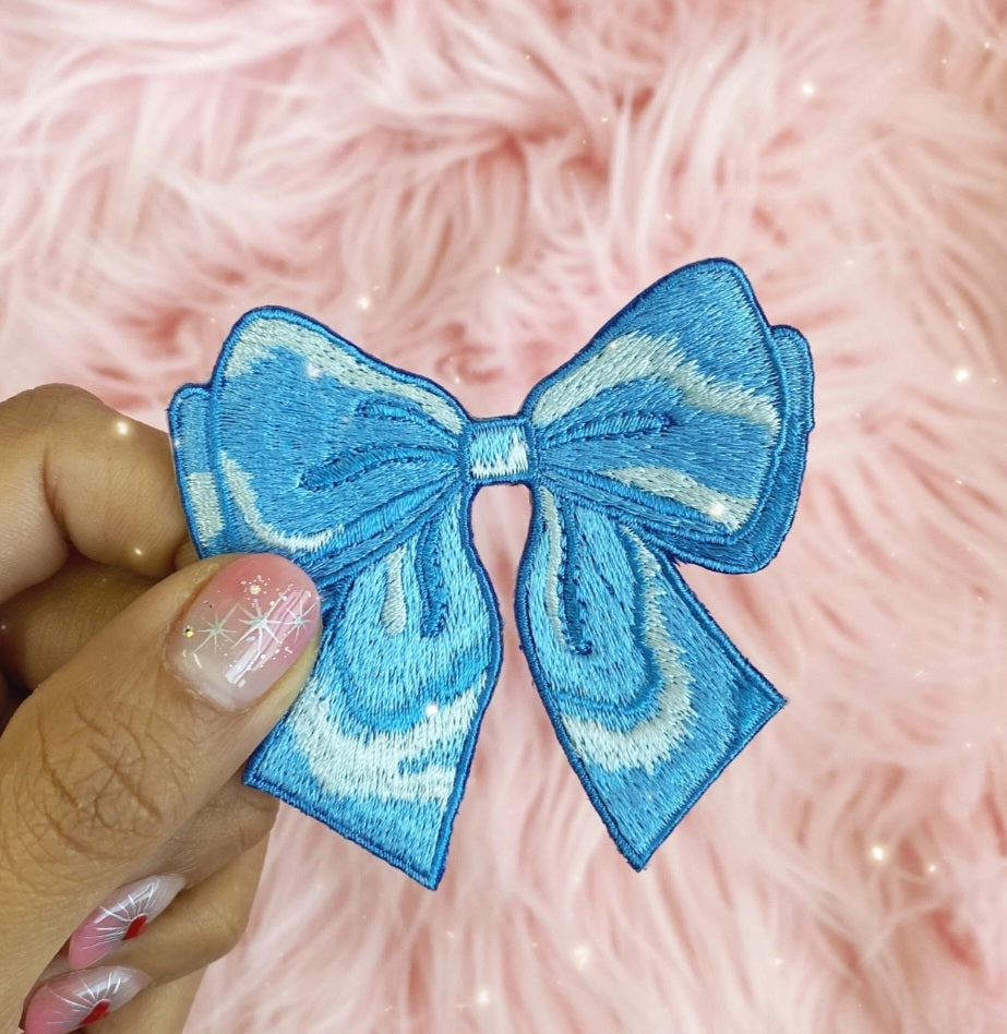 Fluffy Bow Embroidered Hat Patch