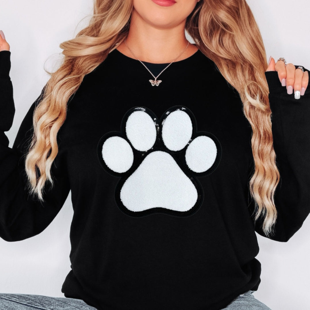 Dog Paw Chenille/Sequin Patch